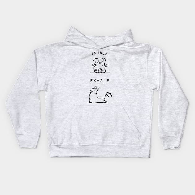 Inhale Exhale Bunny Kids Hoodie by huebucket